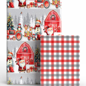 Santa's Barnyard Bash JUMBO Reversible Roll Gift Wrap